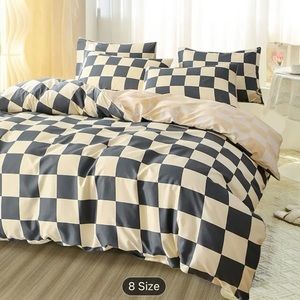 Double bottom sheet plus two pillow cases,
Double duvet cover with two cases